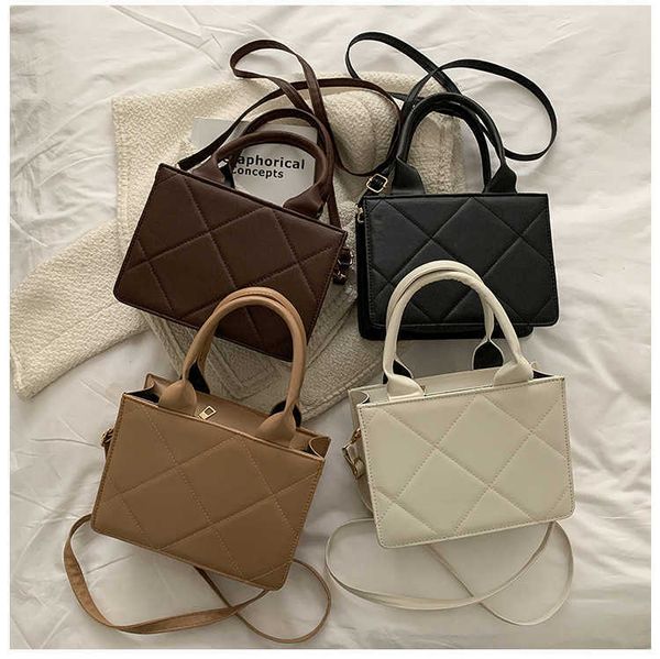 

nxy solid color women handbags new rhombus shoulder bags portable messenger bags simple large capacity elegant square bags 230308
