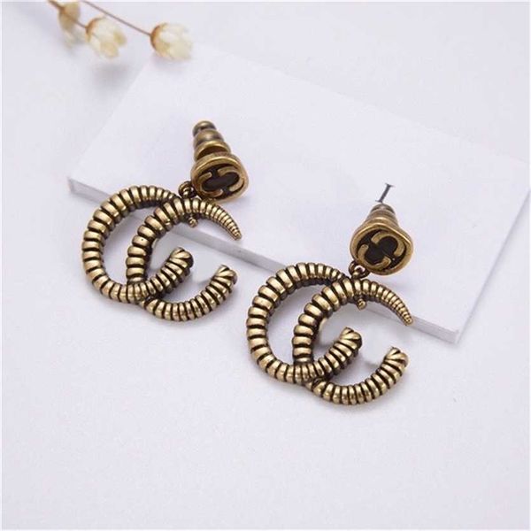 

2023 designer new fashion jewelry gujia high-end version stripe crack old double earrings women's light luxury fashion earrings, Golden