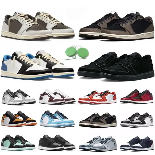 

mens 1 1s low basketball shoes sneaker black phantom reverse mocha fragment dark mocha white camo wolf grey paint drip unc diamond men women