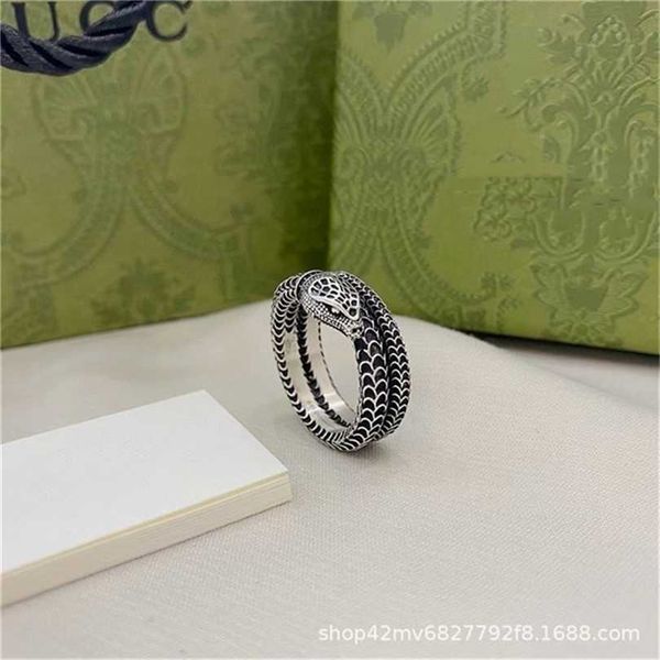 

2023 designer new fashion jewelry ancient snake used three-dimensional winding lovers valentine's day ring, Silver