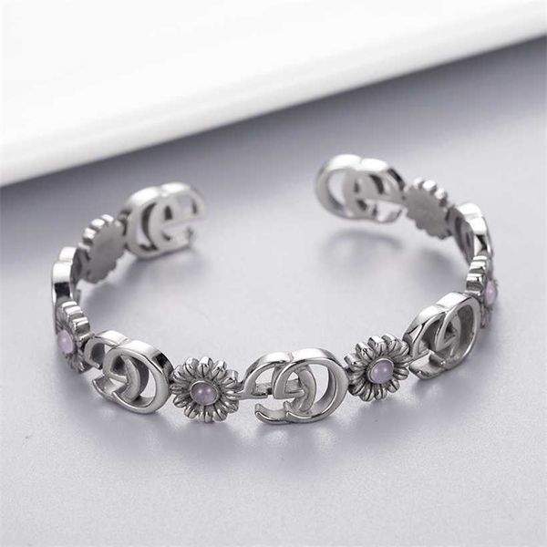 

2023 designer new xiao zhan's gujia double g pink diamond bracelet ring and the same flower ben pattern hair ornament, Silver
