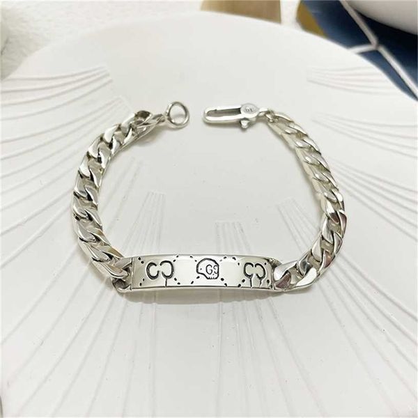 

2023 designer new jewelry silver elf ghost skull men and women lovers' bracelet cuba chain valentine's day gift, Black
