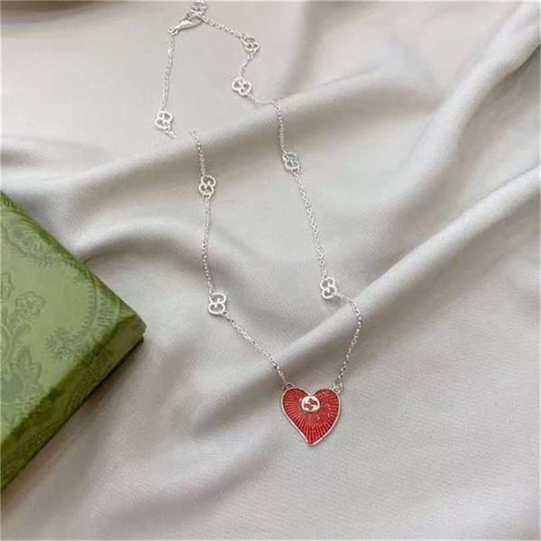 

2023 designer new fashion jewelry gujia 925 silver interlocking bracelet double red enamel love necklace valentine's day gift