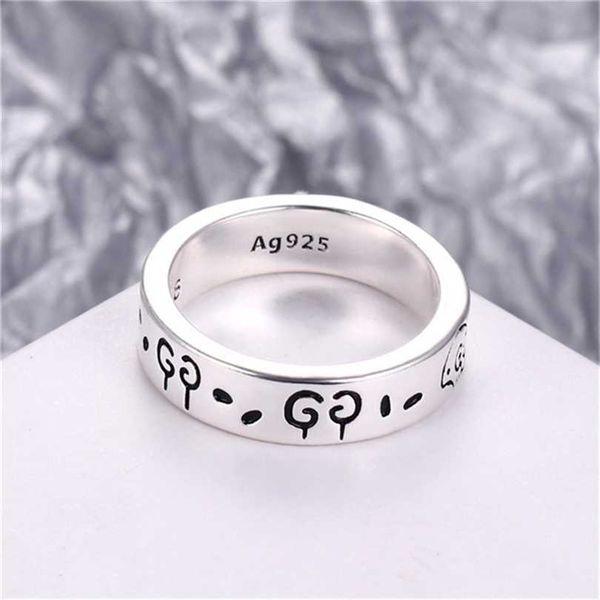 

2023 designer new fashion jewelry gujia imp elf skull ring silver ins non fading closed couple ring