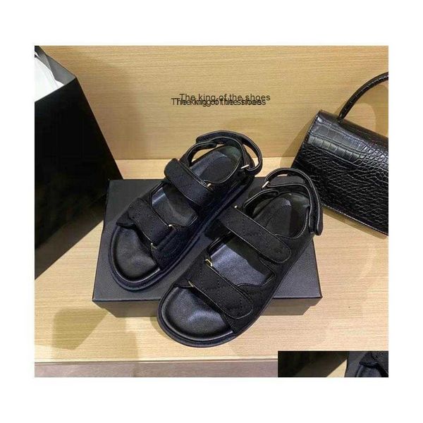 

slipperssandals designer buckle dad leather chain gold women slippers crystal calf quilted platform summer beach slipper 3540 w dhamv, Black