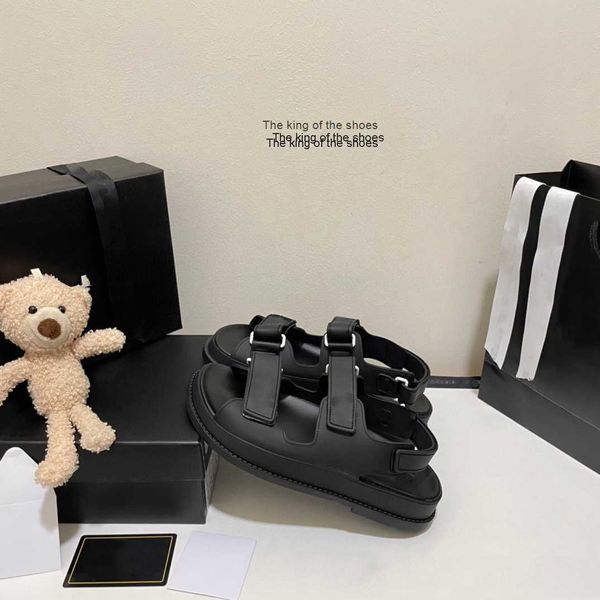 

slipperssandals comemore hook loop slingback platform dad shoes women summer beach buckle strap soft chunky heel sports shoes woman flat, Black