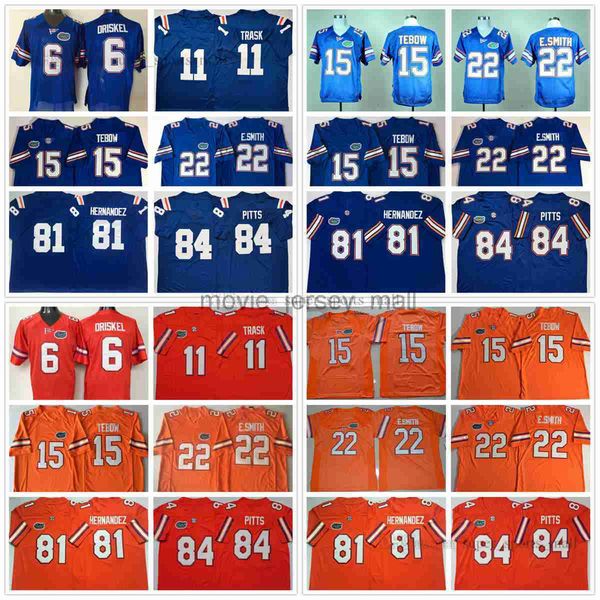 

ncaa florida gators college football jerseys 15 tim tebow 22 e.smith 6 jeff driskel 11 kyle trask 84 kyle pitts 81 aaron hernandez stitched, Black