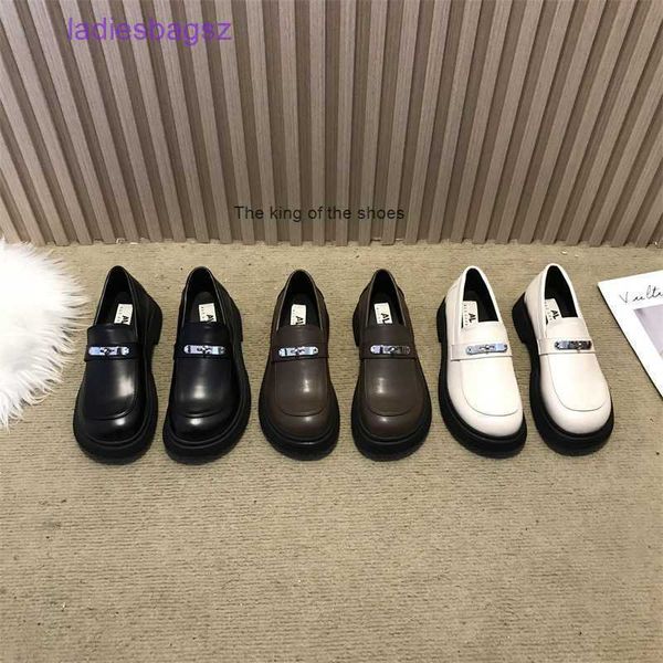 

original luxury kel1ys hiking footwear shoes french style small fragrant wind lefu women's in spring 2023 versatile college thick sole, Black