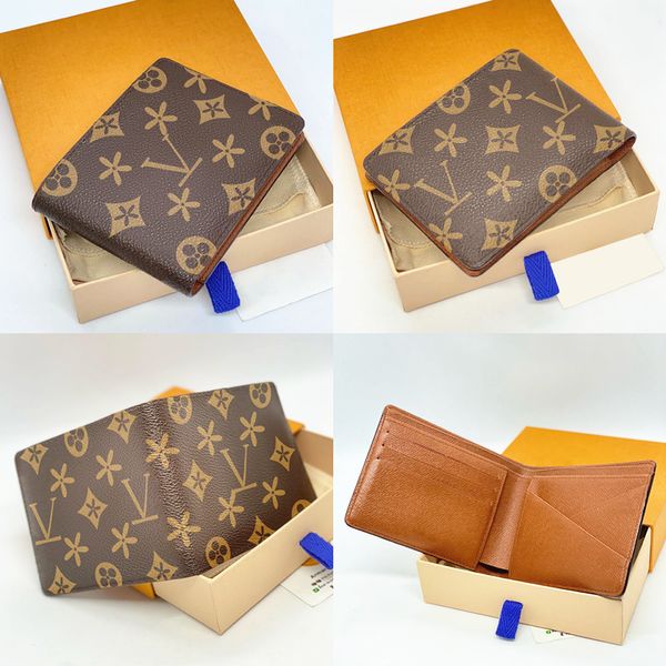 

m60895 multiple man wallet designer 3 credit card slots coin purses brown flower women key pouch card holder genuine leather luxury wallets, Red;black