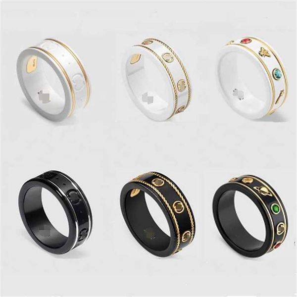 

2023 designer new jewelry double silver ceramic planet bee couple ring gift version