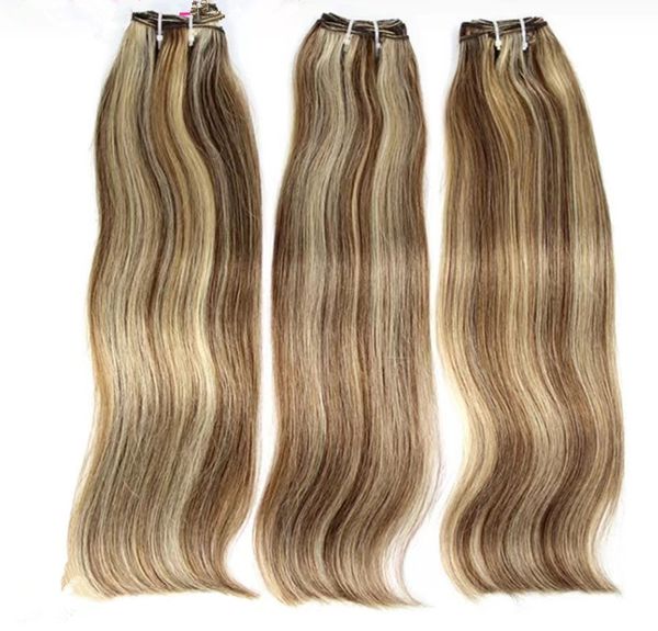 

europeanash blonde natural seamless clip in hair extension for white woman straight piano grey 613 brazilian 100% human remy hair 100g/set, Black;brown