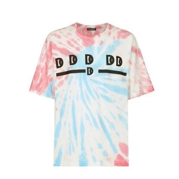 

mens t-shirts men's blue tie-dye cotton t-shirt with brand logo print 68618, White;black