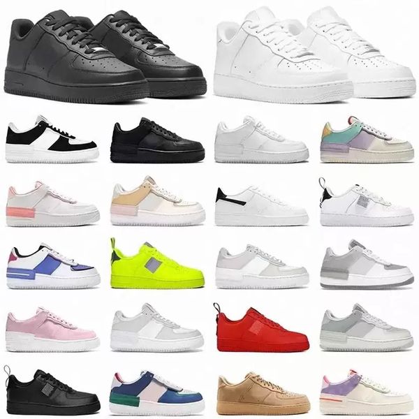 

men womens af1s shadow running shoes classic utility triple white black neon red chaussures sports trainers outdoor sneakers women air foce