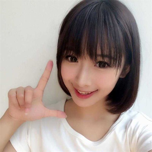 

japanese and korean wig womens short straight hair bob haircut fashion style, Black