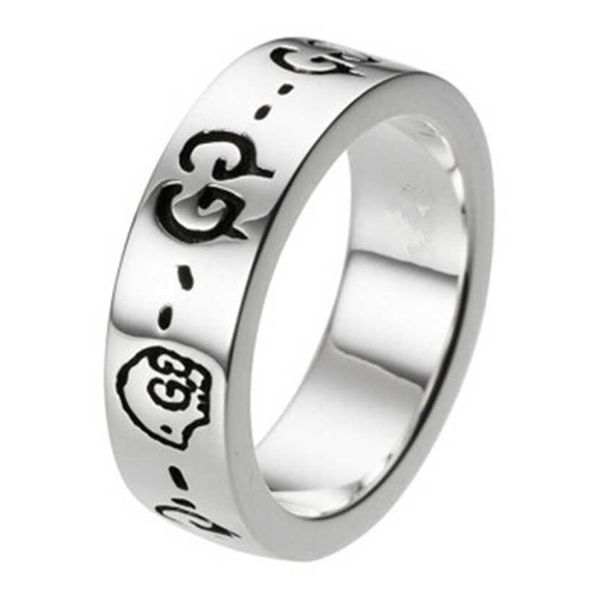 

2023 designer new jewelry ring elf skull hollowed out double enamel for men and women to give valentine's day gifts, Silver
