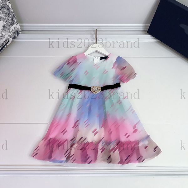 

2023ss summer designer girls dress luxury kids mesh cupcake dress fairy princess dress elegant girl's dress short sleeve dress design, Red;yellow