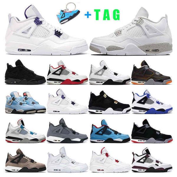 

mens women shoes 4s jumpman 4 white oreo university bule black cat fire red pure money women sneaker312k