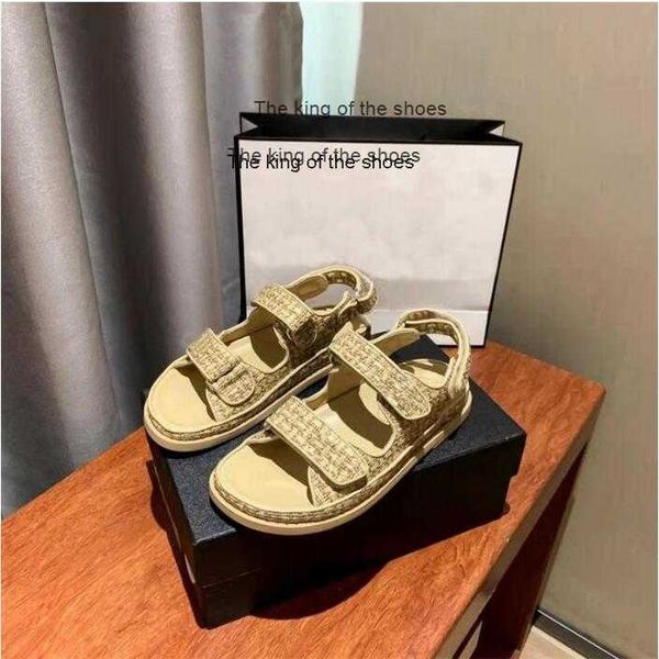 

slippersdad sandals grandad sandals buckle caviar leather luxury chain gold women slippers crystal calf quilted platform summer beach slippe, Black