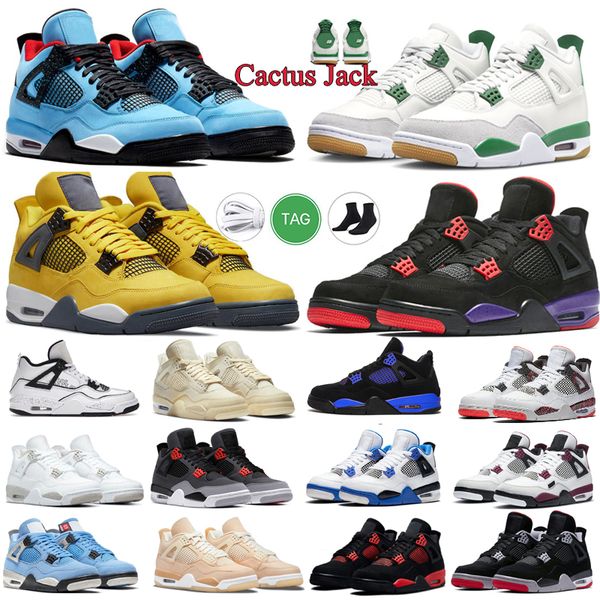 

designer men women basketball shoes 4s jumpman 4 white cement pn dust seafoam midnight navy cool grey thunder lightning modish sports sneake