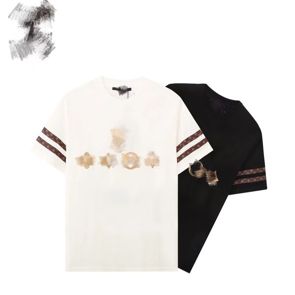 

mens t shirt brand designer european and american vletter pattern printing loose relaxed round neck cotton short sleeve mens and womens gift, White;black