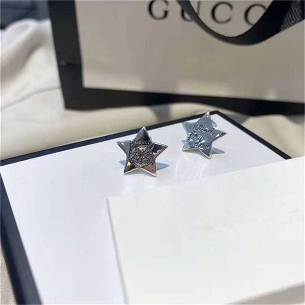 

2023 designer new fashion jewelry gujia s925 silver make old five pointed star cat earrings present for girlfriend, Golden