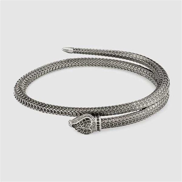 

2023 designer new jewelry shuang thai silver bracelet tail snake male and female lovers punk bracelet open mouth jewelry, Black