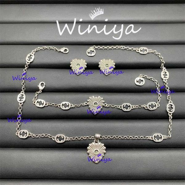 

2023 designer new g family suit/gujia new letter simple necklace bracelet earrings feminine jewelry, Silver