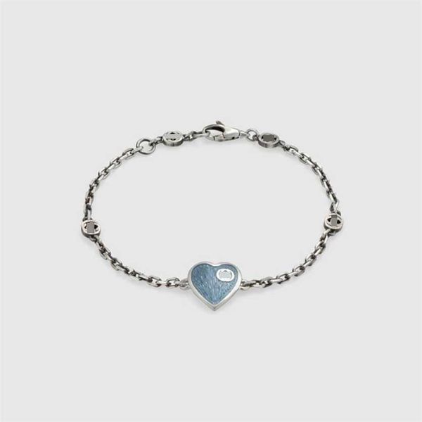 

2023 designer new gujia interlocking s925 sterling silver sky-blue enamel love bracelet g family jewelry women's light luxury gift, Black
