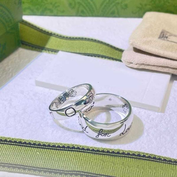 

classic mens designer ring love rings for women ghost skull luxury ring plated vintage silver letter fashion homme bague, Slivery;golden