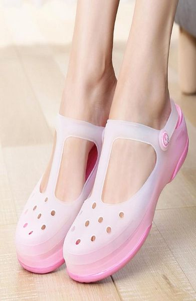 

women summer clogs sandals jelly garden flat shoes waterproof soft female ankle buckle slippers casual beach shoes1038219, Black