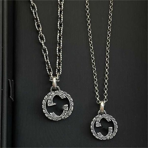 

2023 designer new fashion jewelry ancient 925 black silver, coarse thin twist pearl, old pattern pendant necklace and couple necklace.