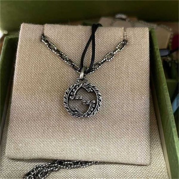 

2023 designer new fashion jewelry ancient button necklace, pendant s925 pendant, male and female lovers, fried dough twist pattern, Silver