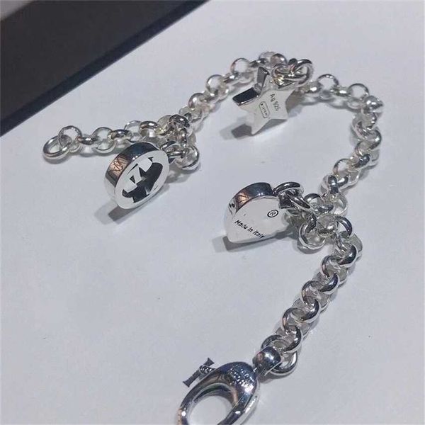 

2023 designer new jewelry star love tassel sterling silver simple bracelet net red ins, Black