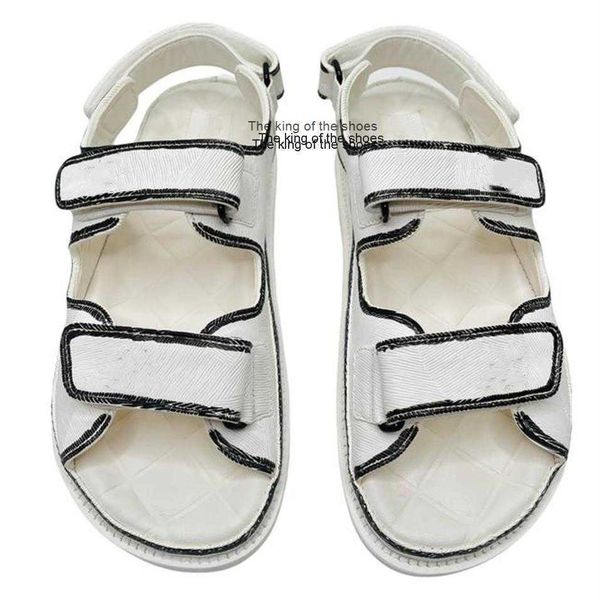 

slipperswhite black leather mules slides strap flats printed dad sandals hook and loop beach shoes imported sheepskin lining size 35-42253z