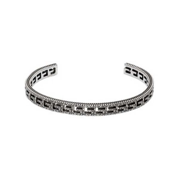 

2023 designer new jewelry antique silver double with pattern carved hollow open bracelet for gifts, Black