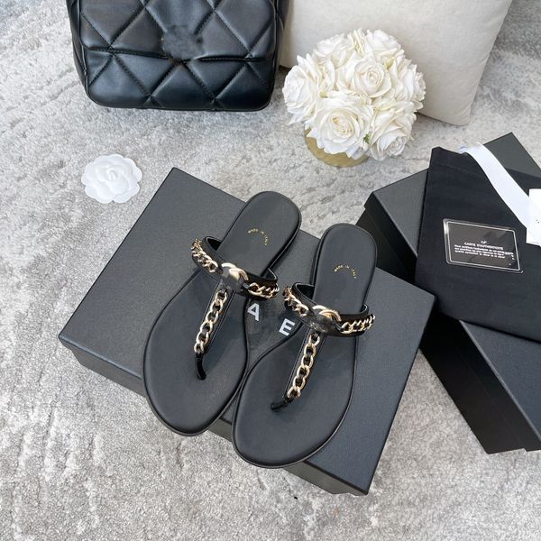 

paris brands women's sandals summer soft bottom fashion versatile shoes women 2023 new luxury designer slide rubber flip-flops flat san, Black