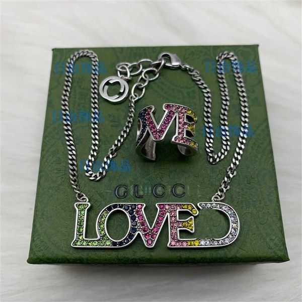 

2023 designer new jewelry family necklace letter color matching sweater chain opening ring womanly personality, Silver