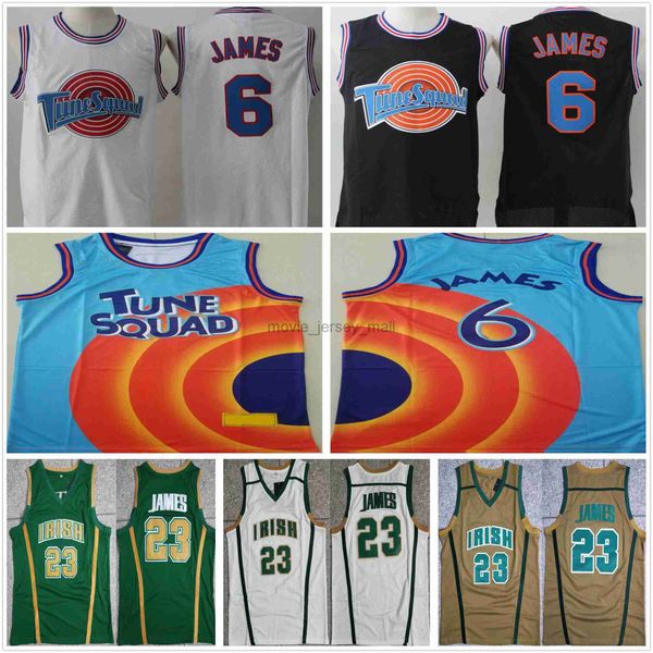 

ncaa mens vintage basketball jerseys college st. vincent mary high school irish #23lebron jersey tune squad looney monstars space jam dna sh, Black