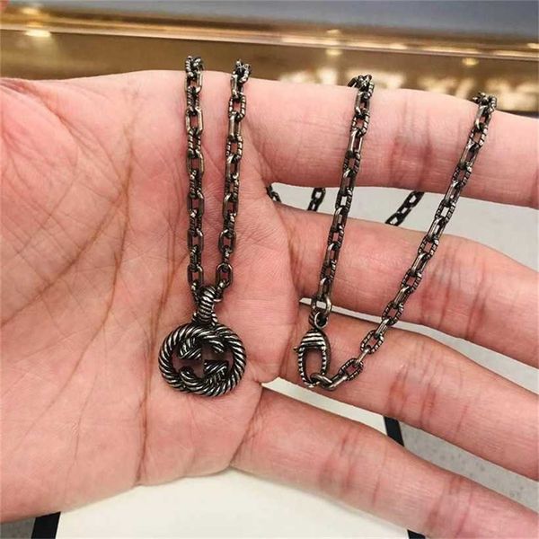 

2023 designer new jewelry necklace rings fortune turns double used round beads sterling silver sweater chain men and women lovers valentine&, Black