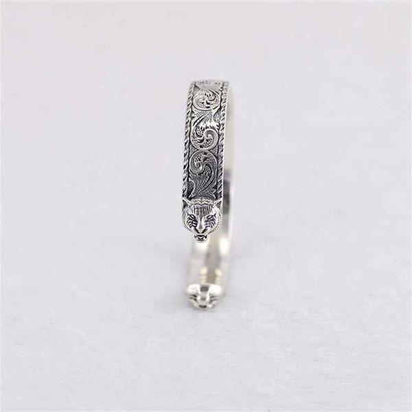 

2023 designer new jewelry series tiger head sterling silver personality trend open bracelet luxury jewelry, Black
