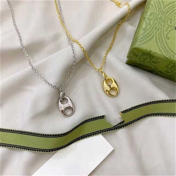 

2023 designer new fashion jewelry gujia 925 silver pig nose necklace simple gold-plated small fresh fashion couple necklace for men and wome