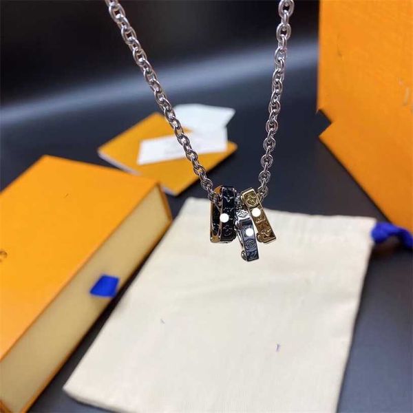 

2023 designer new donkey's mo ram bod adjustable chain strap string 3 square metal rings versatile necklace, Black