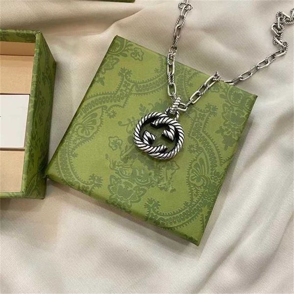 

2023 designer new jewelry fried dough twist necklace interlocking double thread fashion sense men and women lovers chain, Black