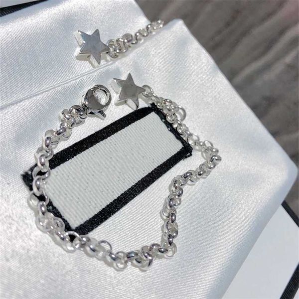 

2023 designer new jewelry sterling silver star tassel double letter g-type bracelet headpiece, Black