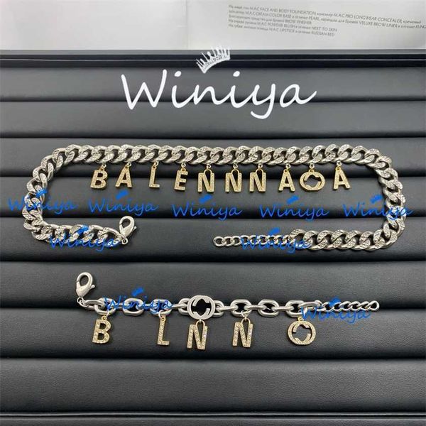 

2023 designer new g family necklace / gujia new letter diamond inlaid clavicle chain bracelet feminine temperament old fashion jewelry, Silver
