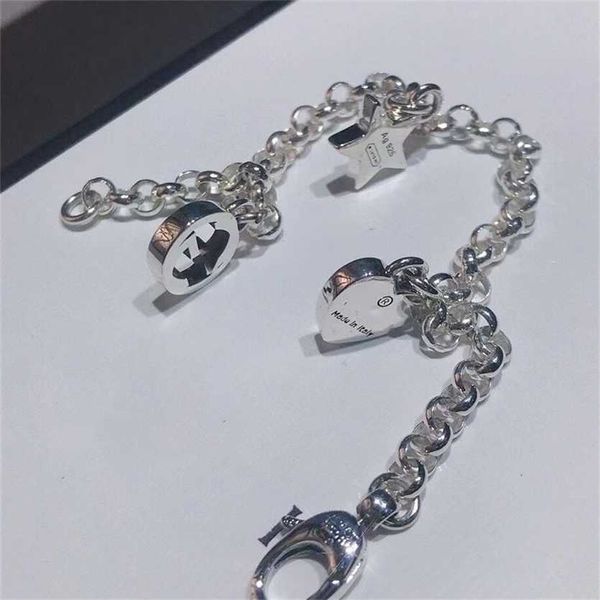 

2023 designer new jewelry star love tassel sterling silver simple bracelet net red ins, Black