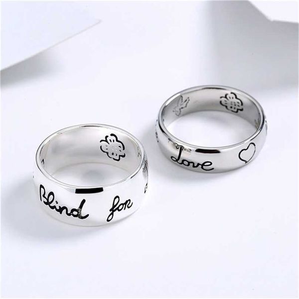 

2023 designer new fashion jewelry gujia double couple love fearless thai silver heart flower letter men's and women's ring