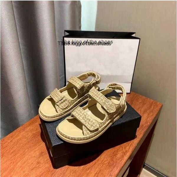 

slippersdad sandals grandad sandals buckle caviar leather luxury chain gold women slippers crystal calf quilted platform summer beach slippe, Black