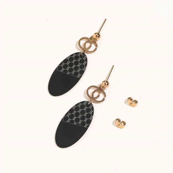 

2023 designer new gujia double stainless steel acrylic earrings personalized fashion earrings for women, Golden