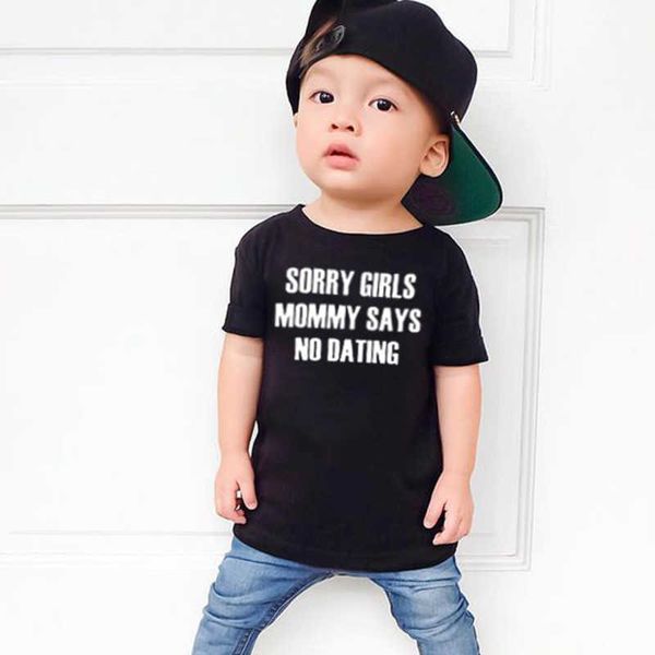 

t-shirts children funny t shirt sorry girls / boys mommy / daddy says no dating print kids boys t-shirt toddler fashion casual tees w0317, Blue